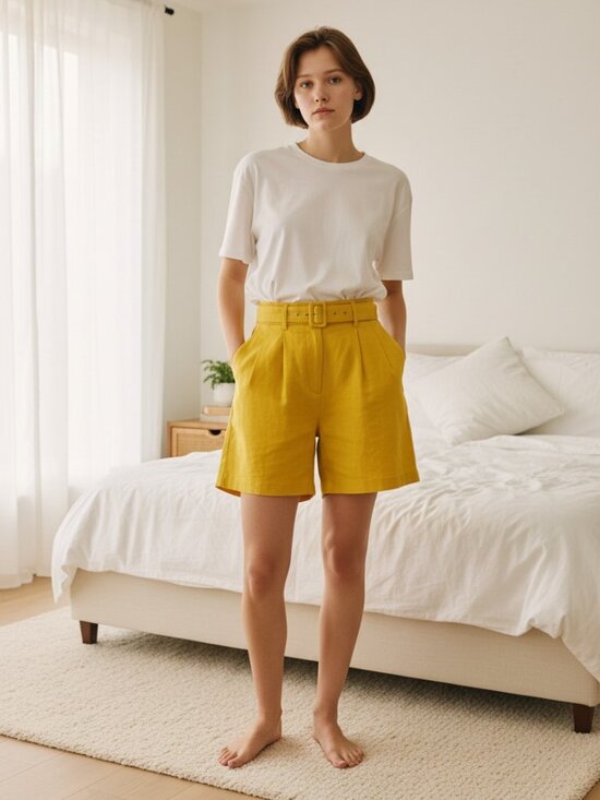 Banana Republic Pants - Banana Republic, tailored yellow linen shorts, womens 0.  A summer classic